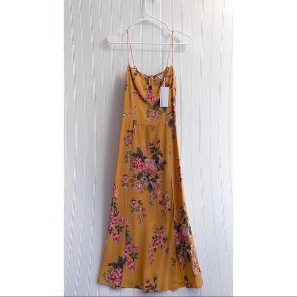 Reformation Juliette High Slit Sweetheart Neckline Floral Midi Dress In Angelica - Picture 9 of 16